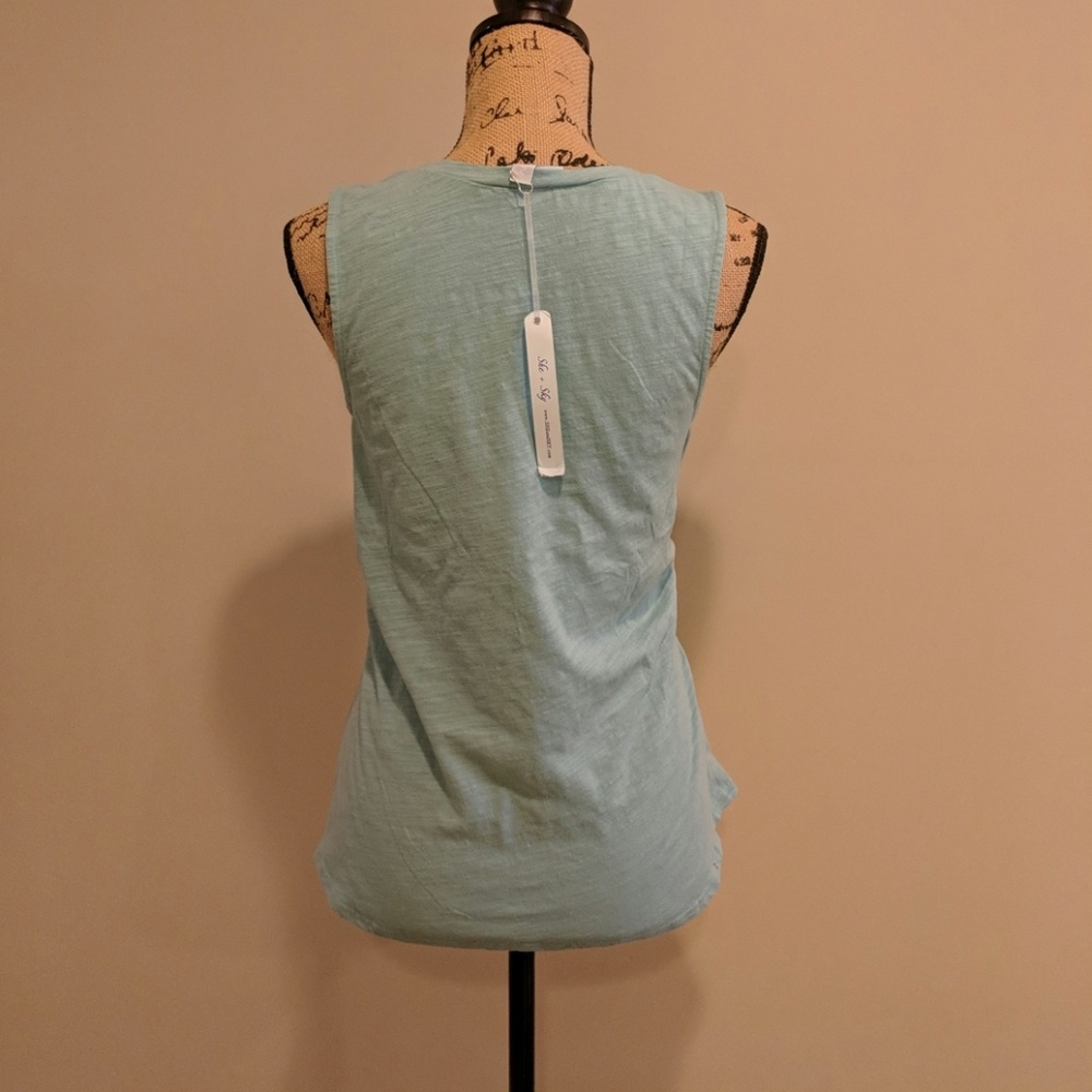 Sleeveless Slub knit Seafoam Side Knot Top - Picture 6 of 8